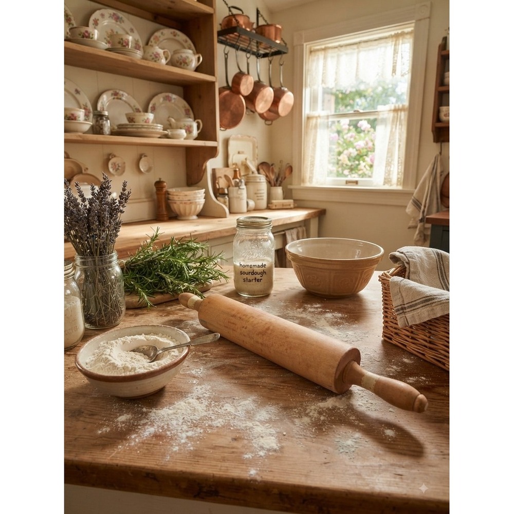 Vintage Wooden Rolling Pin Wood Kitchen Baking Farmhouse Decor Tool Cottagecore